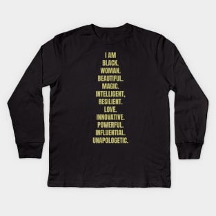 I Am A Powerful Black Woman | African American | Black Queen Kids Long Sleeve T-Shirt